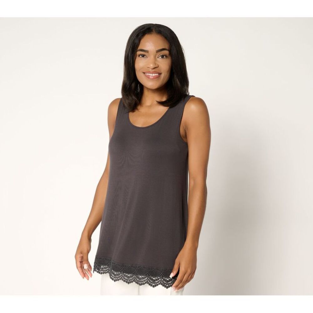 LEGO Women's Top Petite PM Knit Tank Crochet Hem Multi-colored